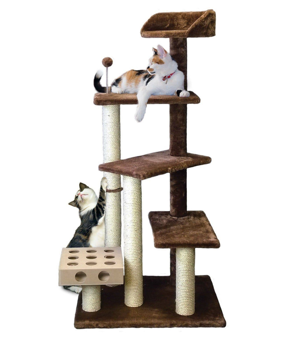 Brown Pet Cat Furniture Play Stairs with IQ Busy Box G731022