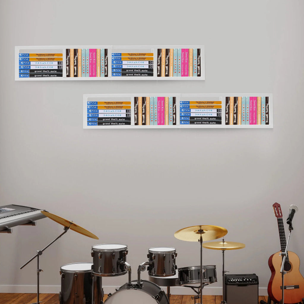 White Metal Wall Mount CD DVD Storage Rack U353