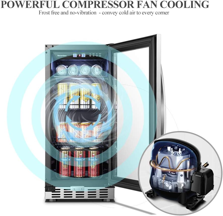 15 Inch Beverage Cooler Refrigerator with Glass Door D553