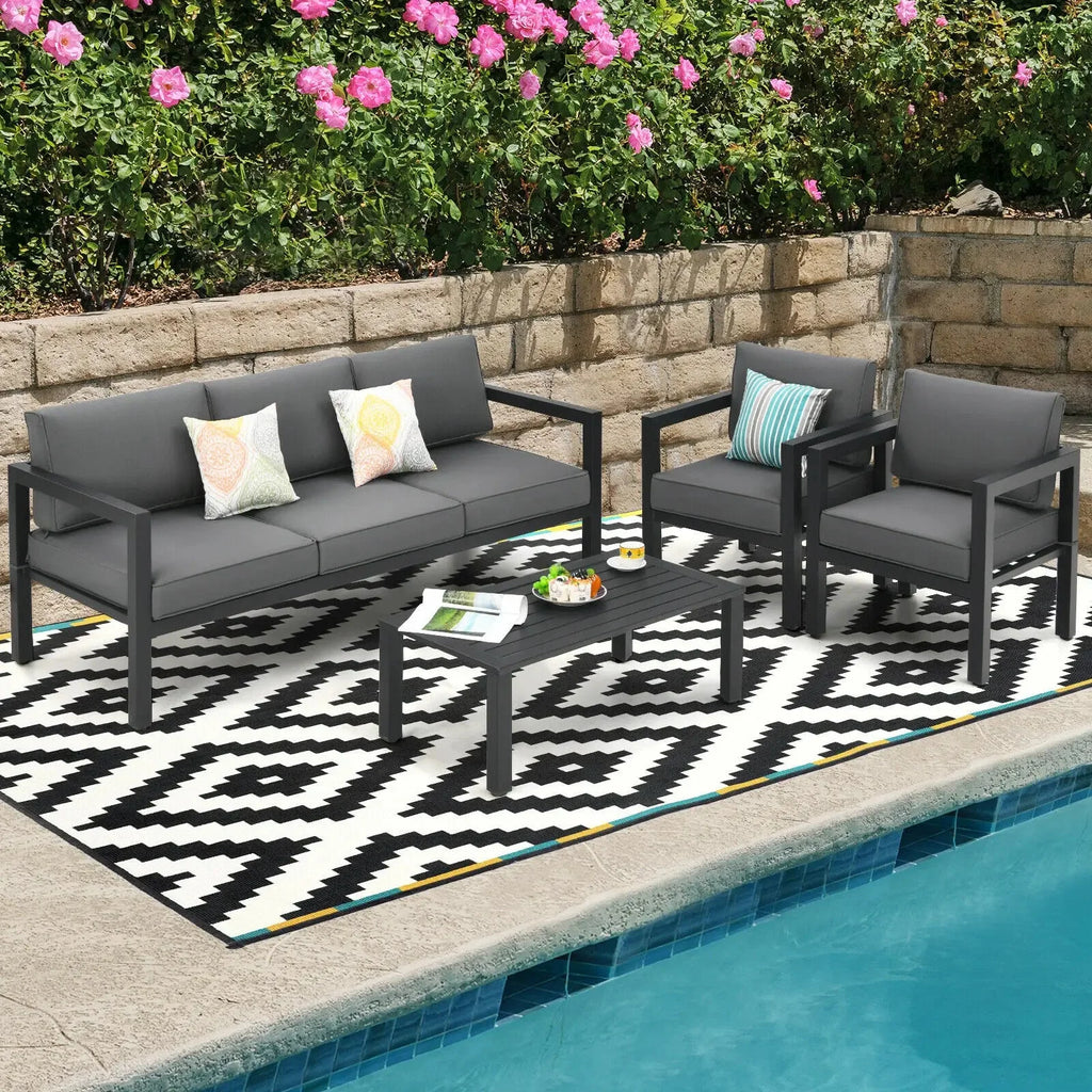4-Piece Outdoor Patio Furniture Set Sectional Sofa Set Coffee Table M7411