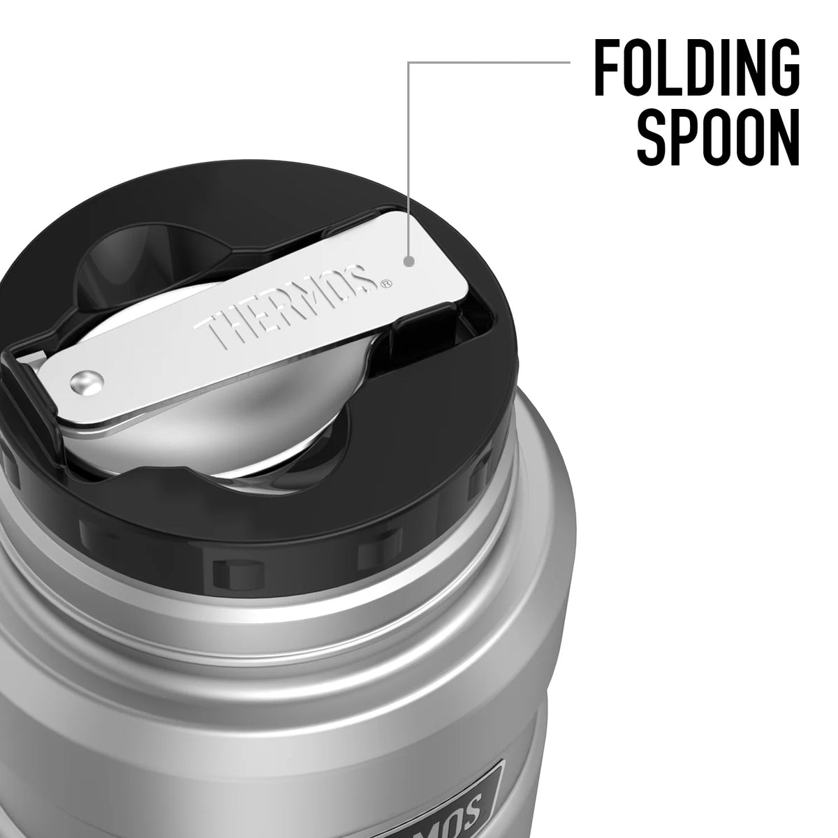 Stainless Steel Food Jar with Folding Spoon, 16oz F35309