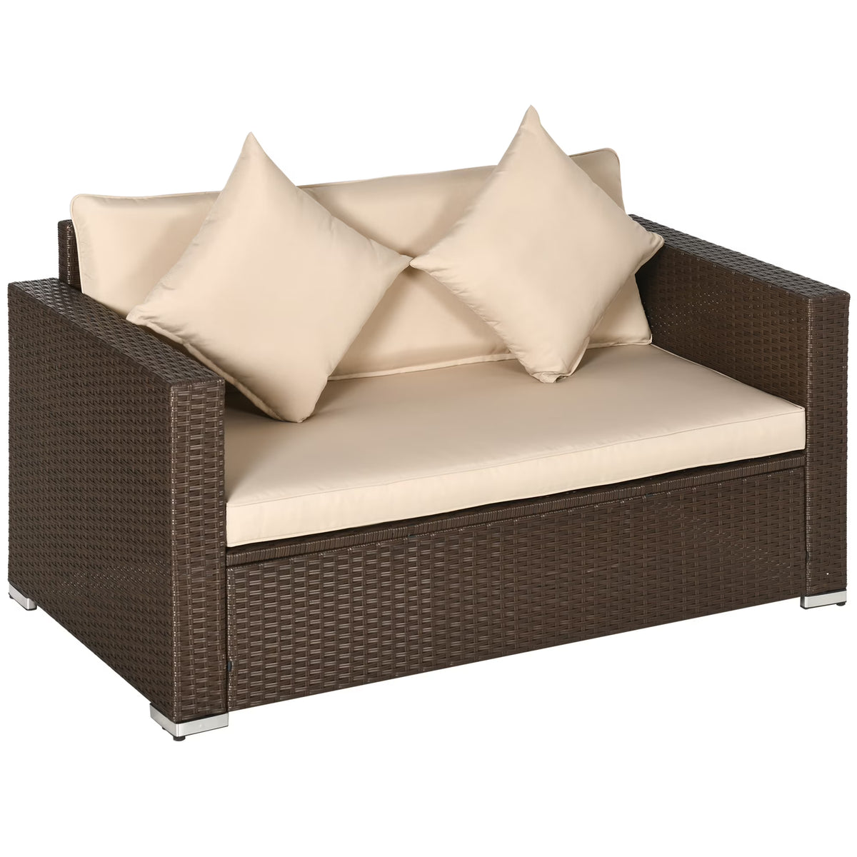 Beige Padded Outdoor Loveseat A5933