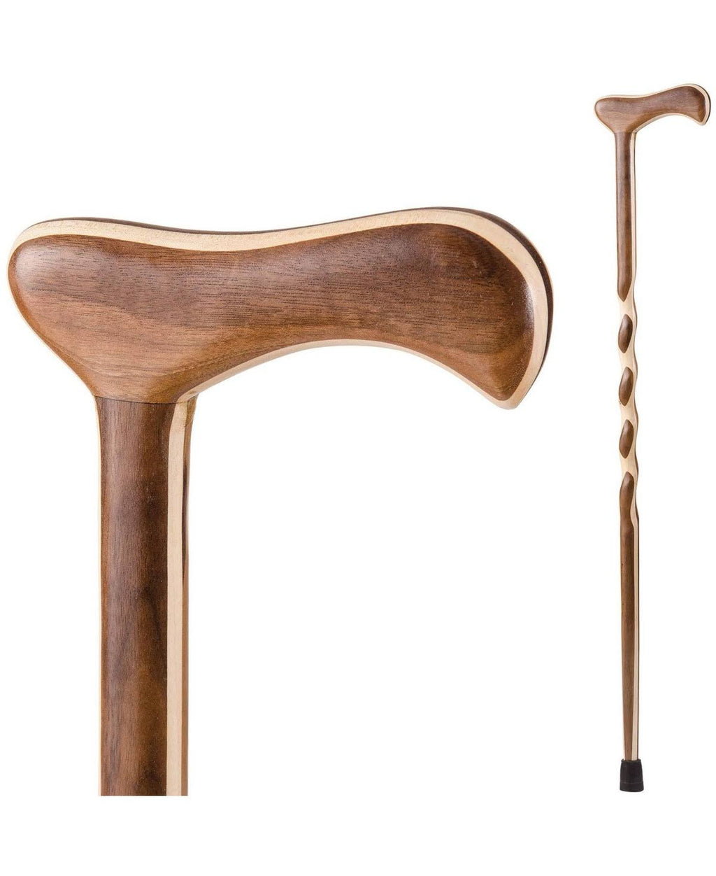 37x22 Twisted Laminated Walnut/Maple Walking Cane V6457