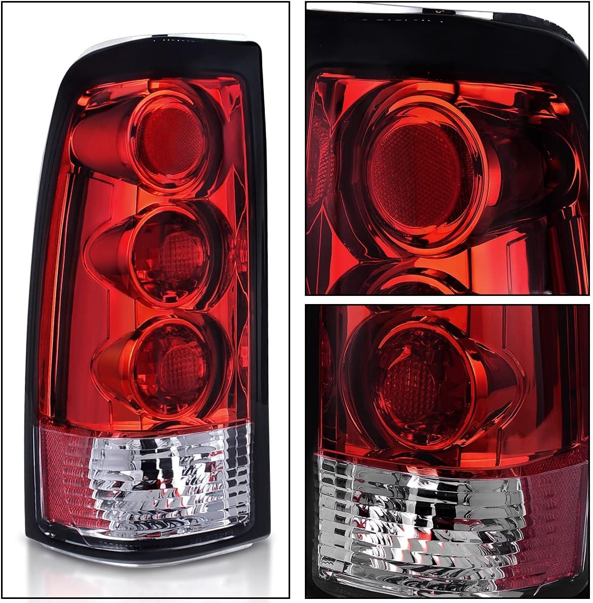 Black Housing Replacement Headlights + Red Lens Taillights Combo P19172