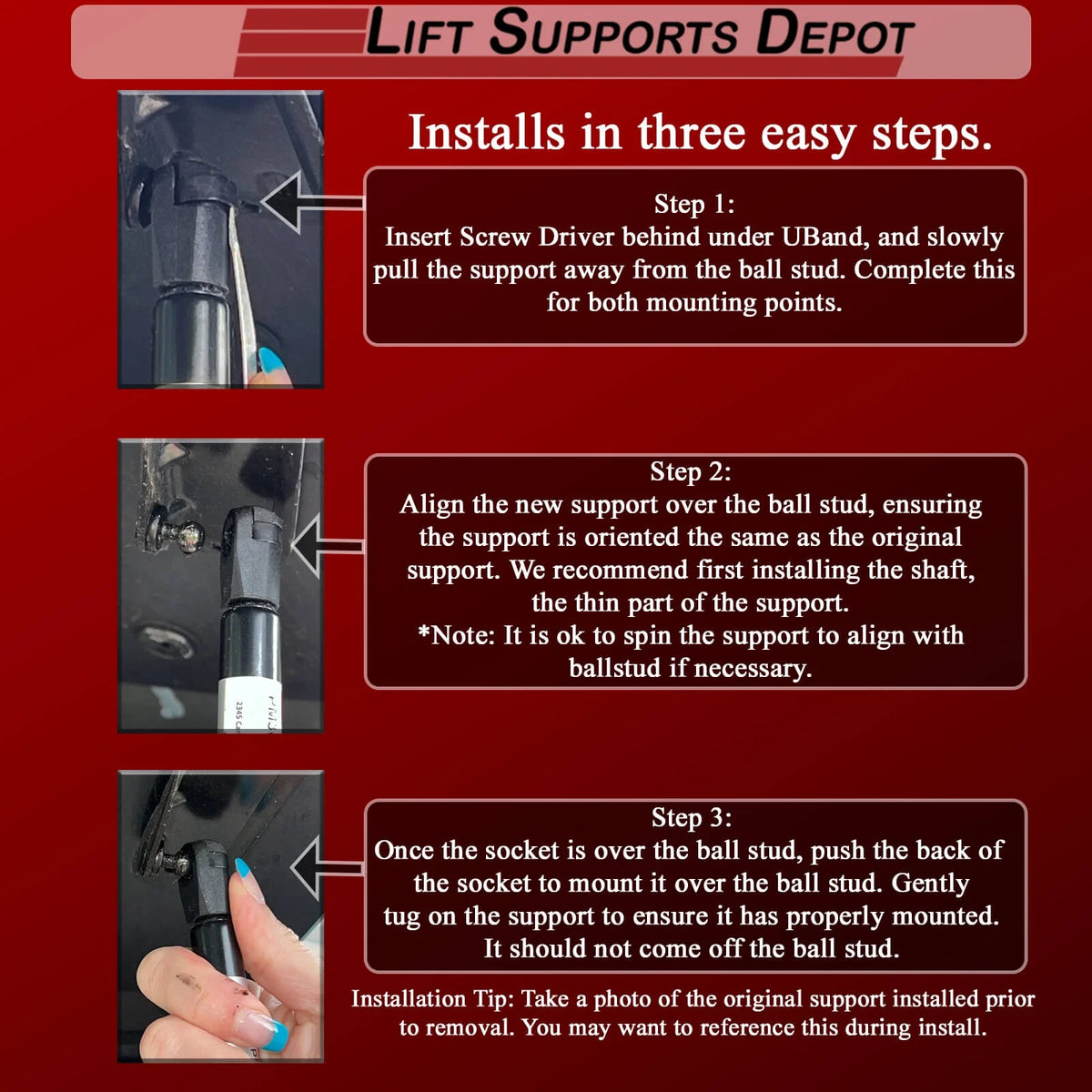 Qty 2 Hood Lift Supports Struts Gas Shock I5692