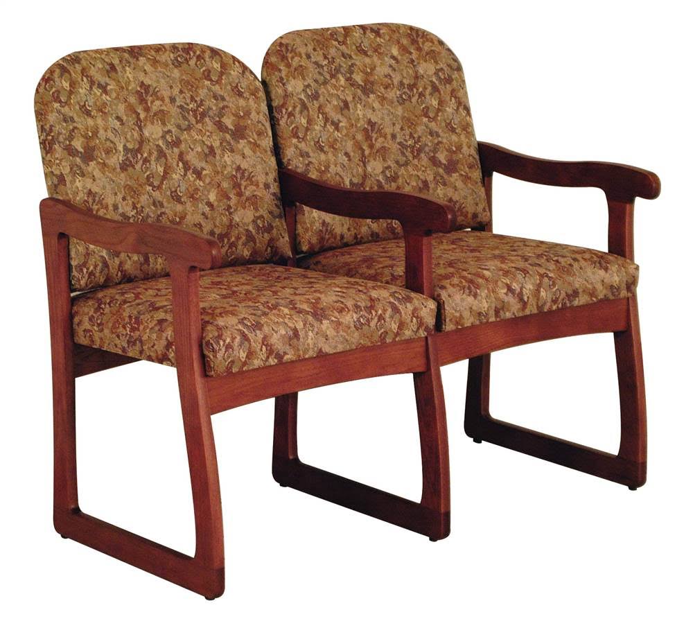 Wooden Mallet Mahogany Finish Sled Base Double Chair N27635