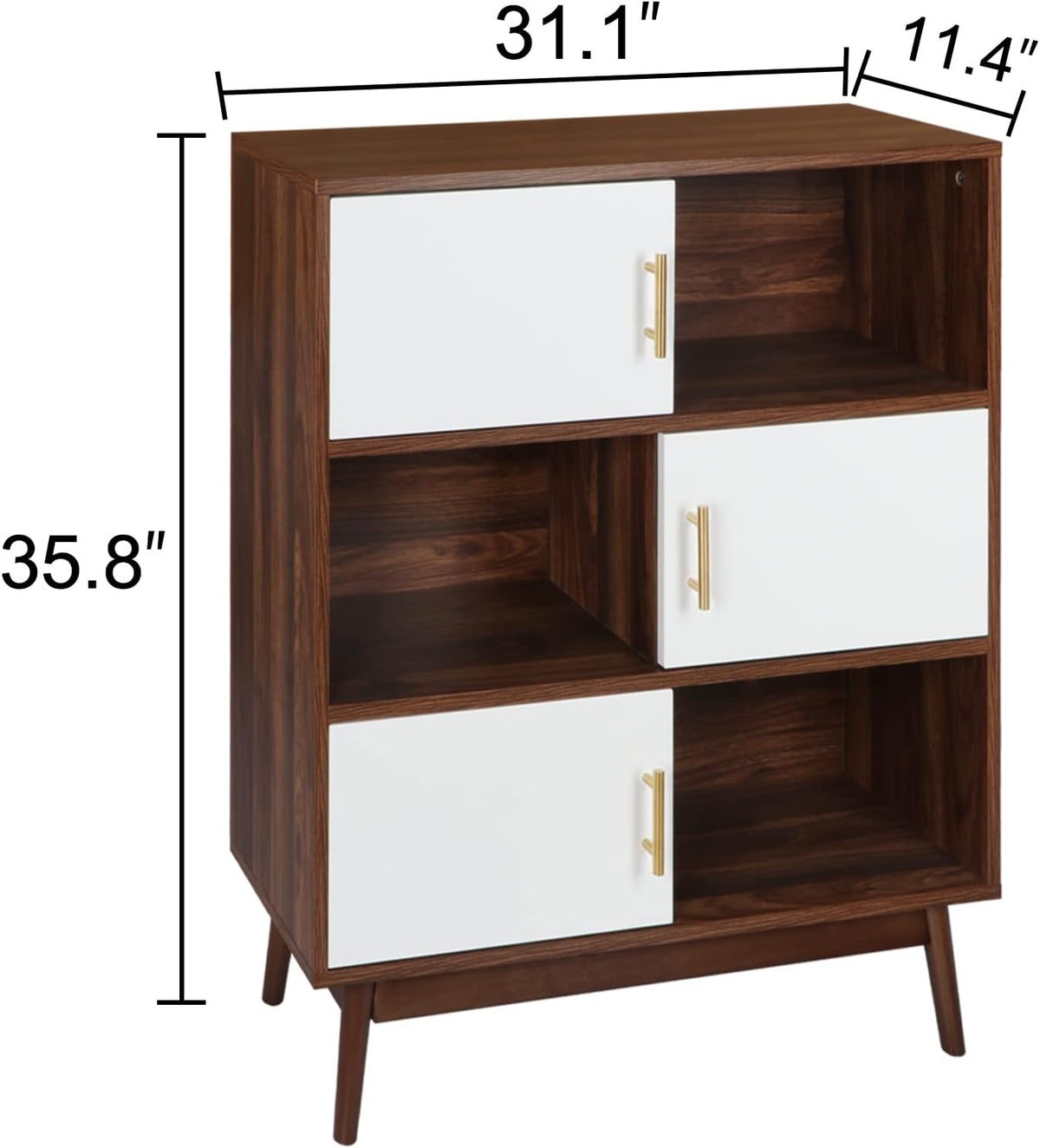 Walnut Storage Cabinet with Doors and Open Shelves Z896928
