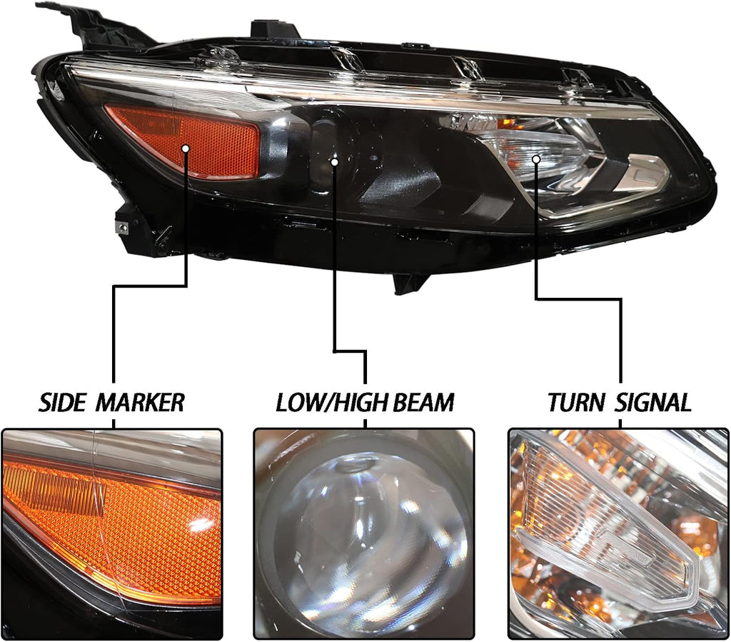Halogen Headlights Assembly for 2016 2017 2018 Chevrolet Malibu, Passenger Side L34017