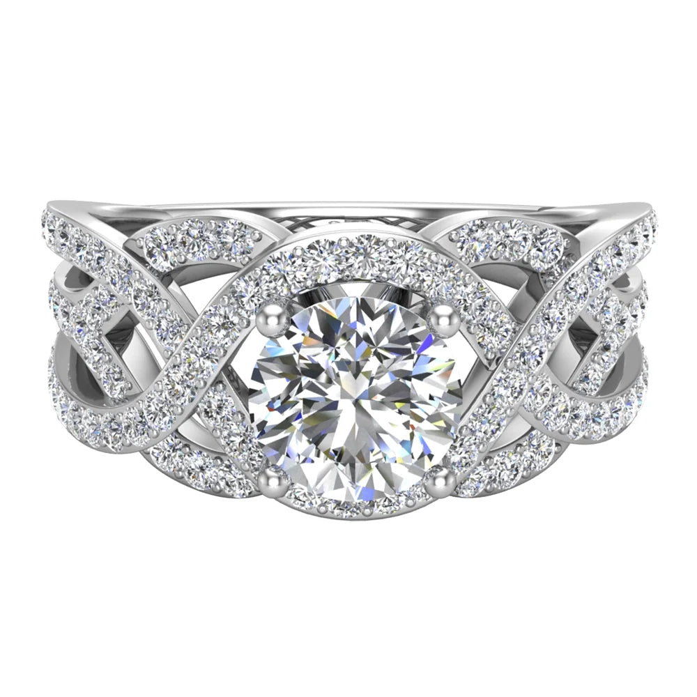 14K White Gold Diamond Engagement Ring 1.42 CT TW C857