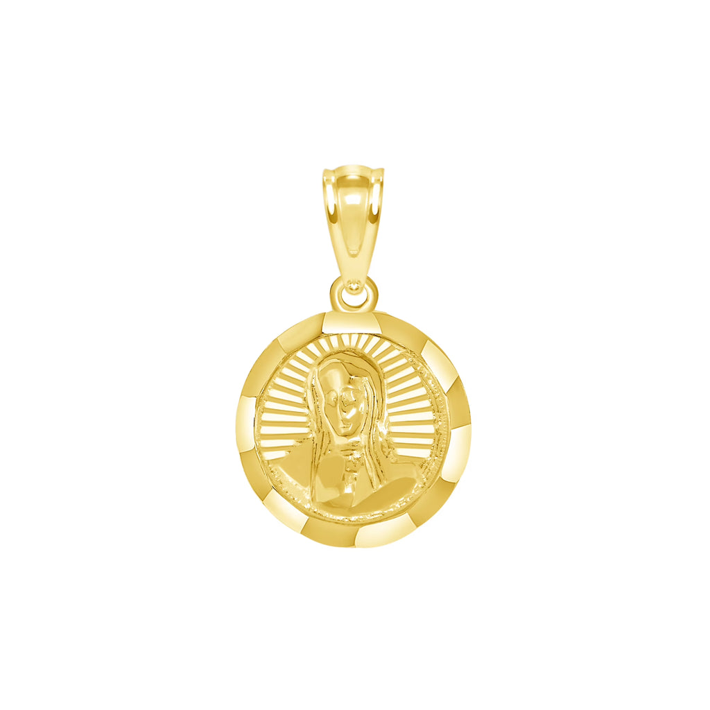 10KT Solid Gold Reversible Jesus and Guadalupe Charm A68209