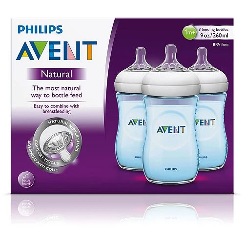 Natural Bottles 9 oz 3-Pack Blue V4065