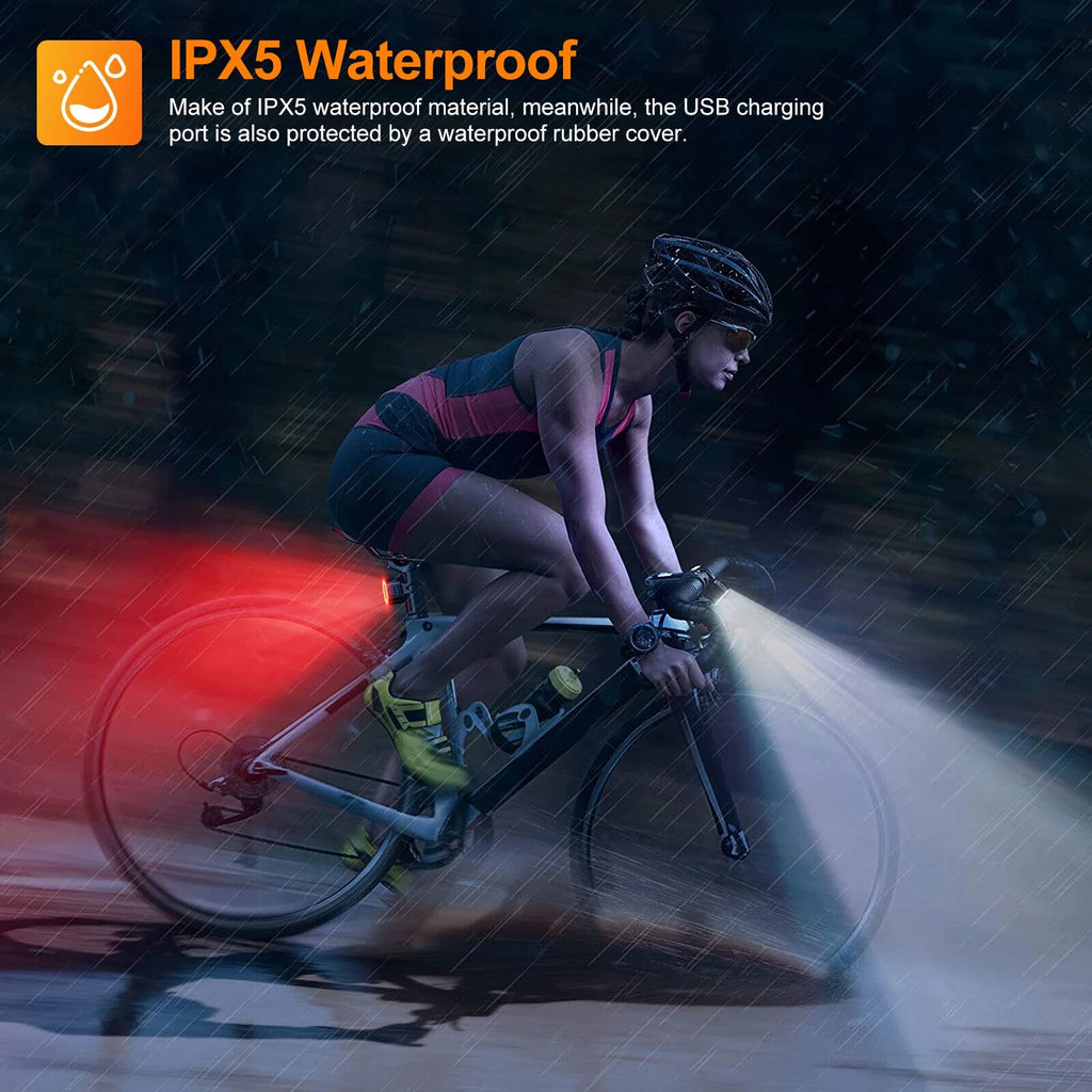 USB Rechargeable LED Bicycle Headlight Front Rear Light Set K614633