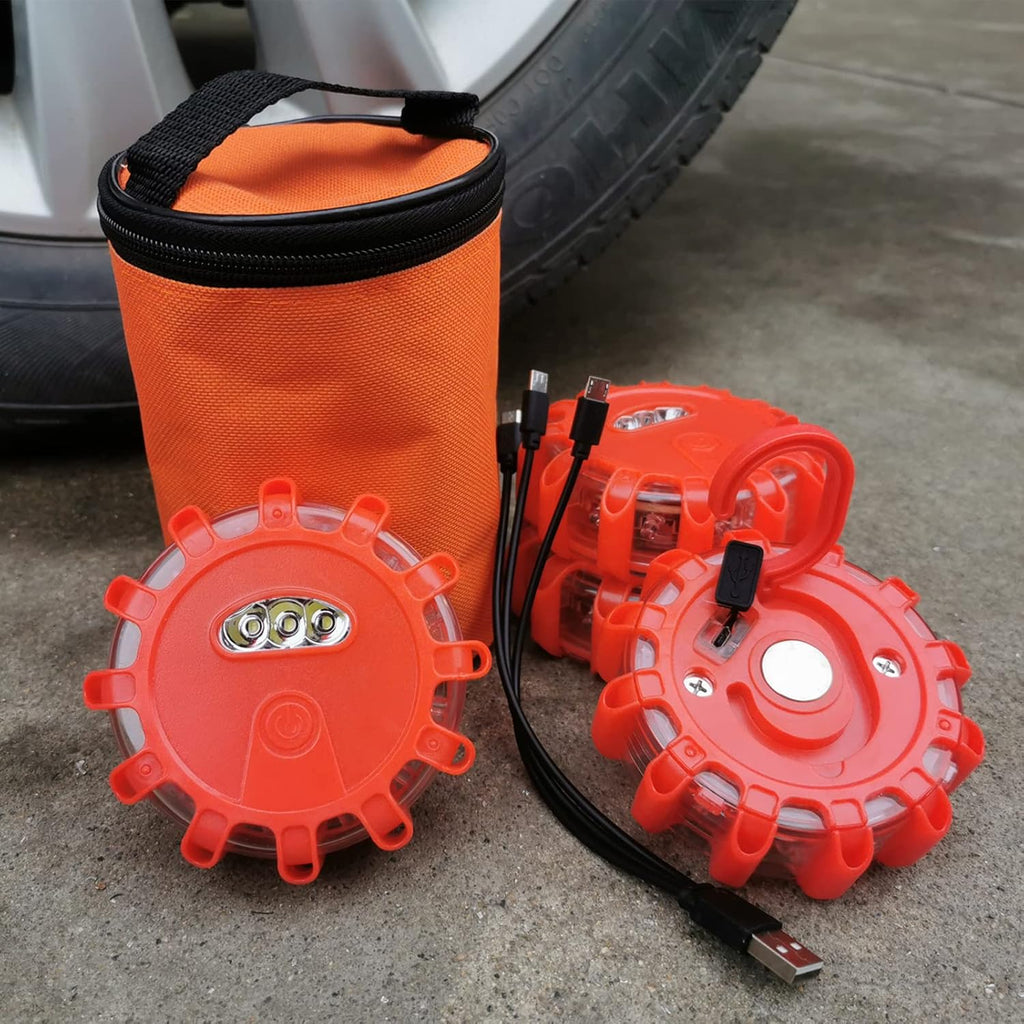 8 Pack Rechargeable LED Road Flares with Magnetic Base Z982