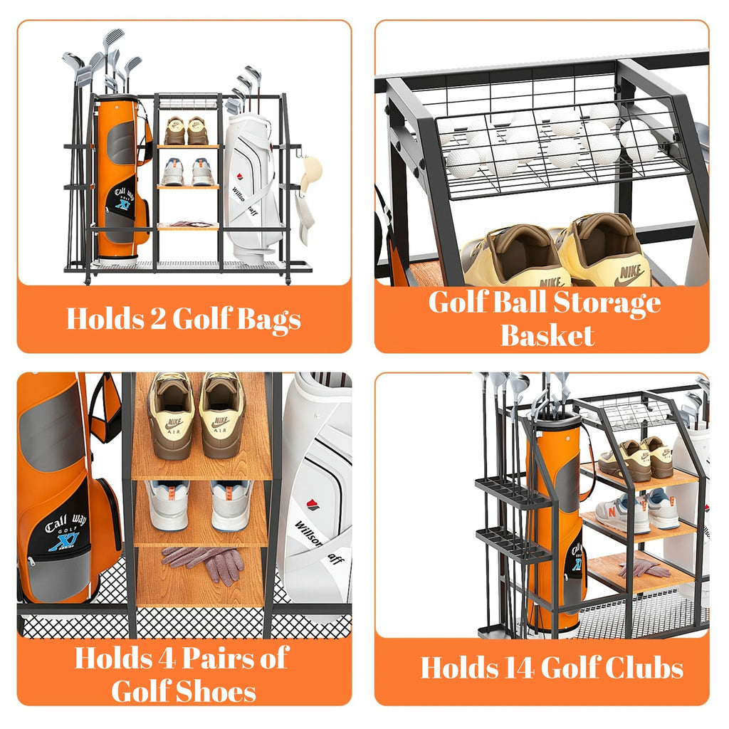 Extra Large Golf Bag Storage Rack with Locking Wheels G842