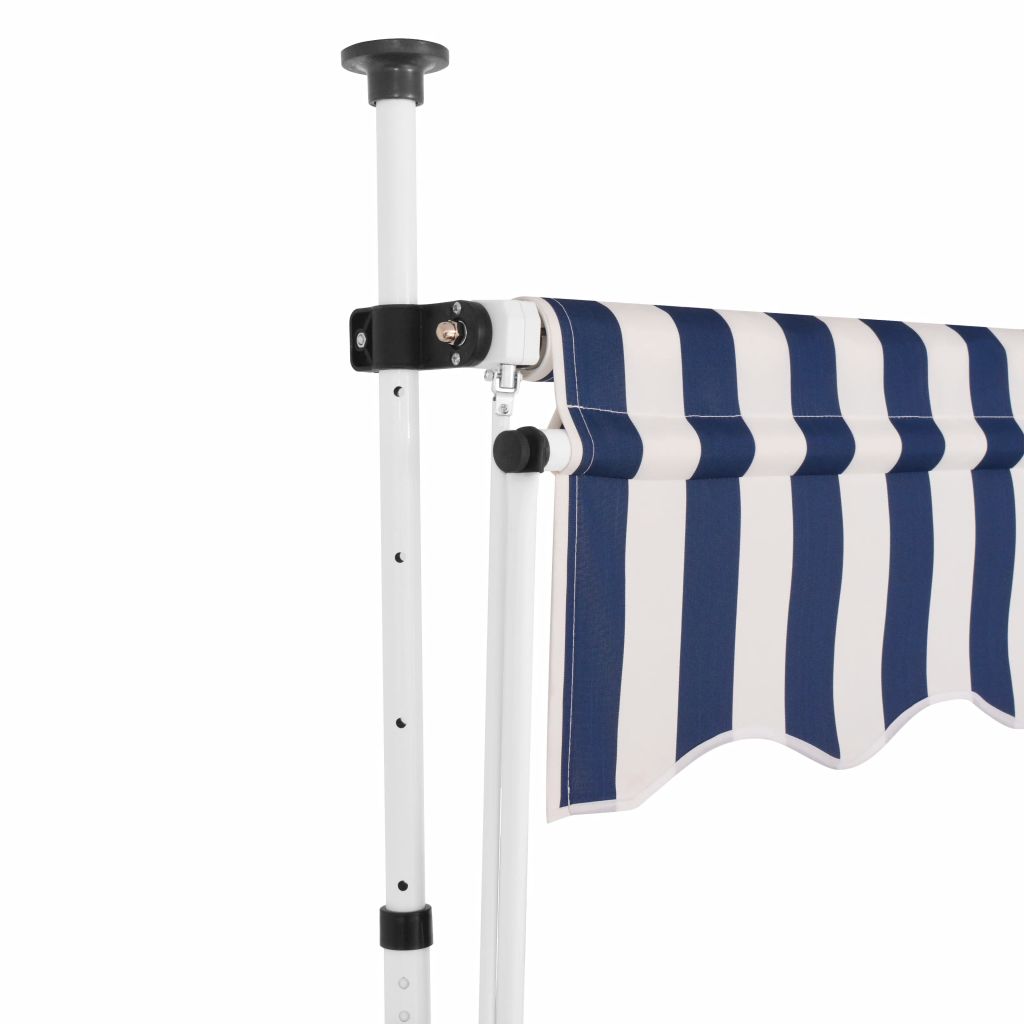 Blue and White Stripes Retractable Patio Awning 98.4 Inches C44244