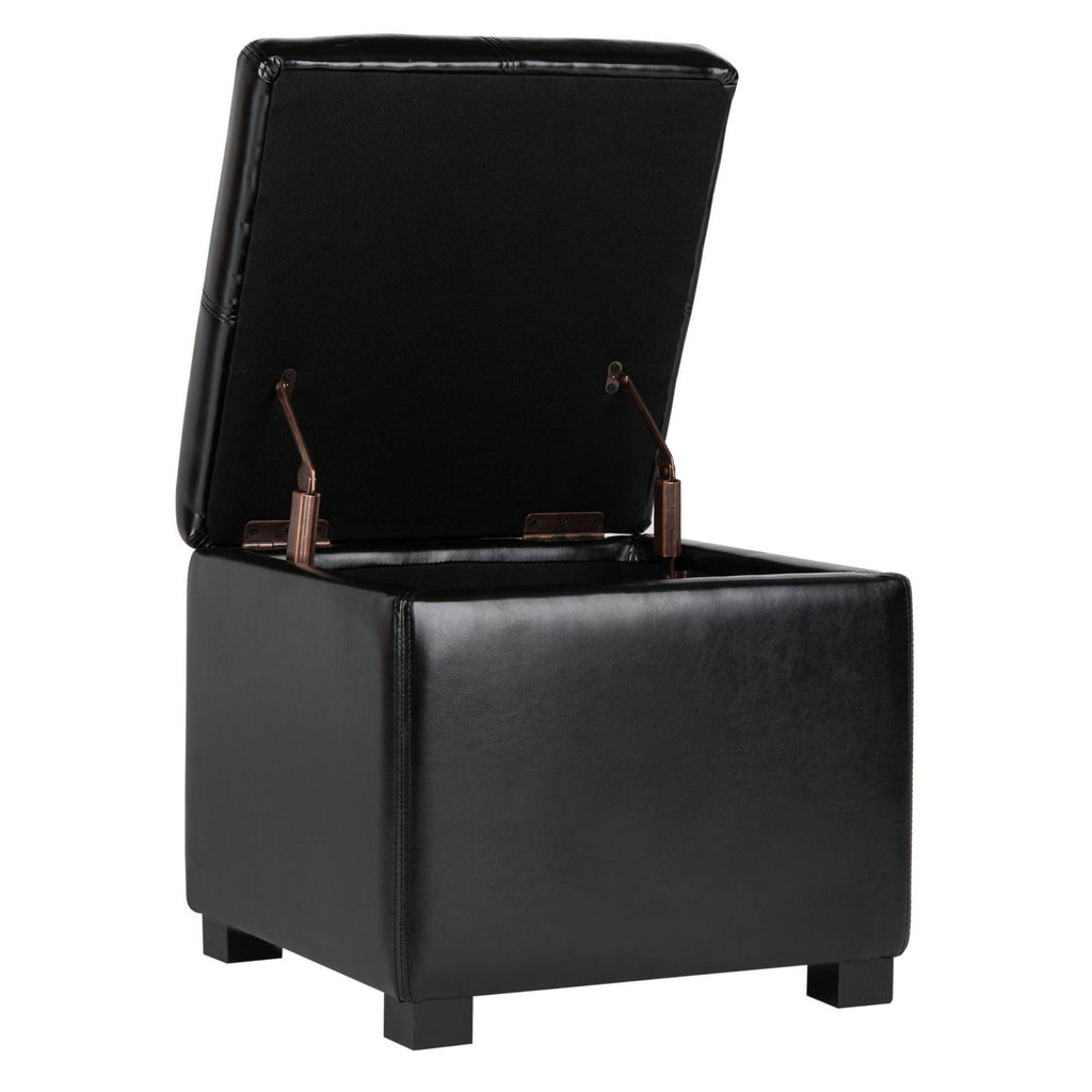 Black Leather Ottoman F699
