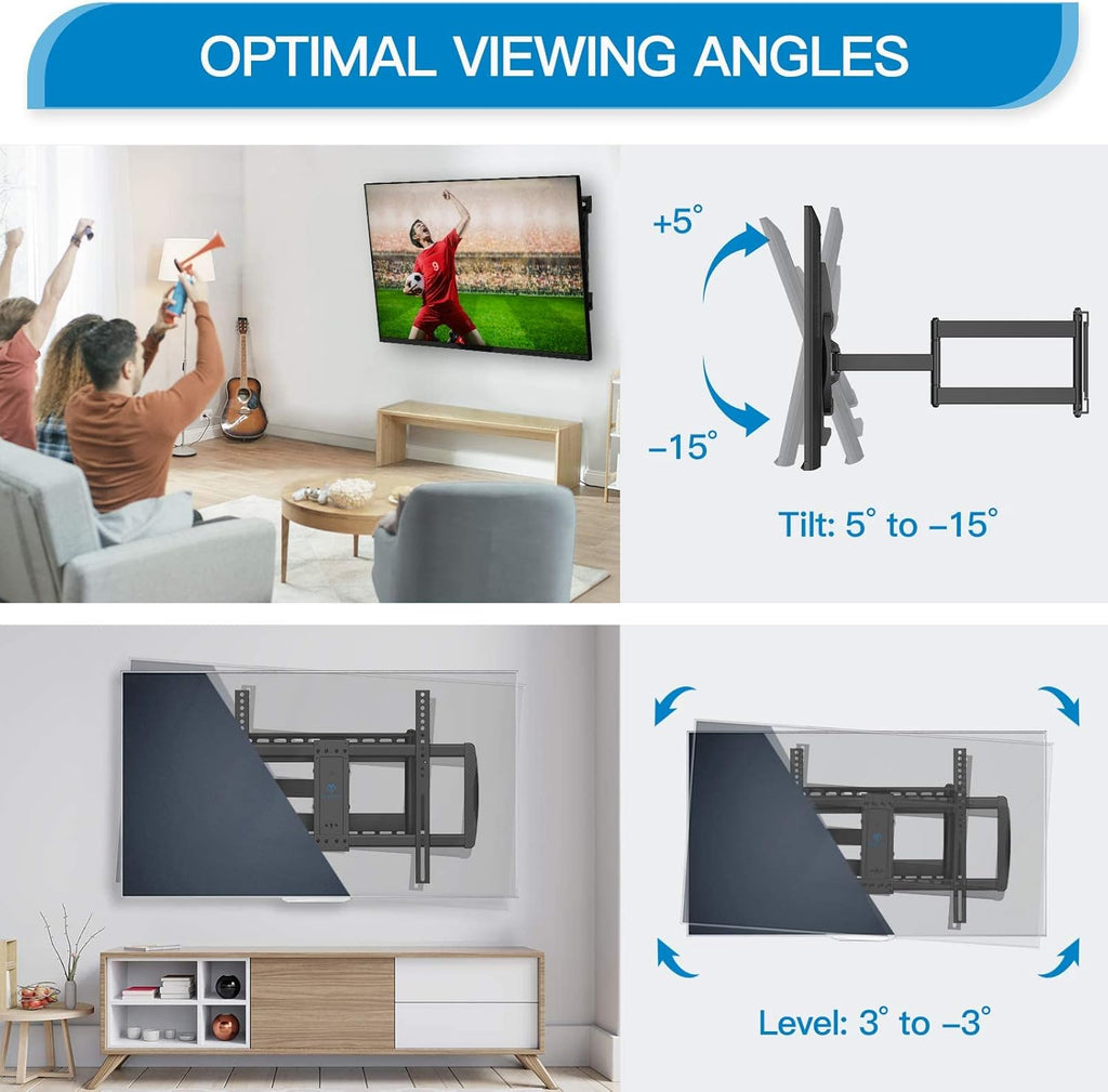 Full Motion TV Wall Mount for 37-75 inch LED LCD OLED Flat/Curved TVs with VESA 600x400mm, Articulating Corner TV Bracket Swivel & Tilt, 28 inch Arm Extension, Holds TVs up to 110lbs Z276721