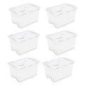 48 Quart Clear Hinged Plastic Storage Container 6 Pack D834