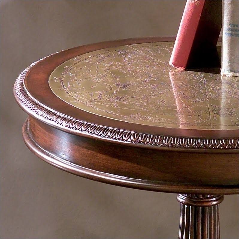 Etched Brass Round Pedestal Table Q6051