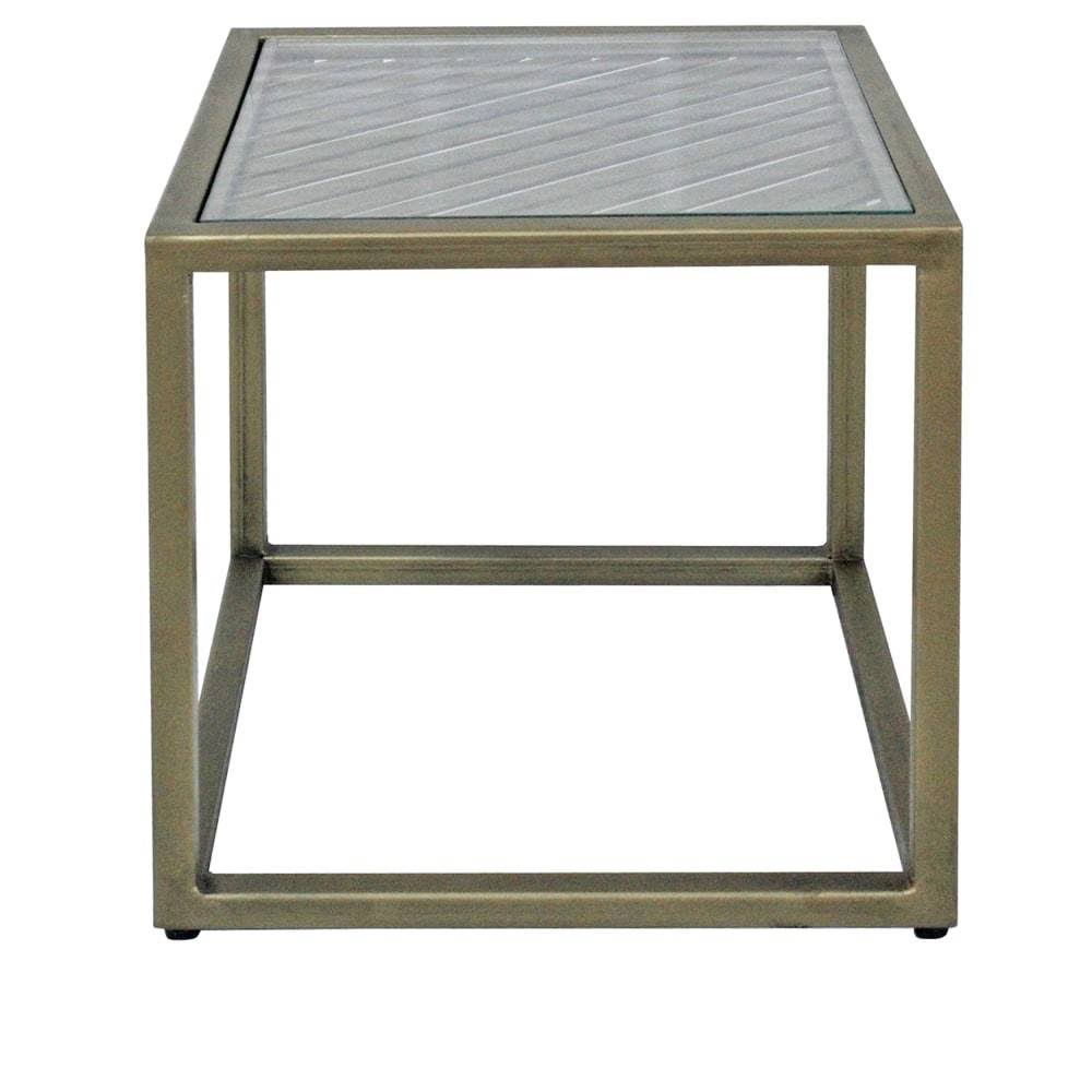 Gold Metal and Glass End Table Q33717