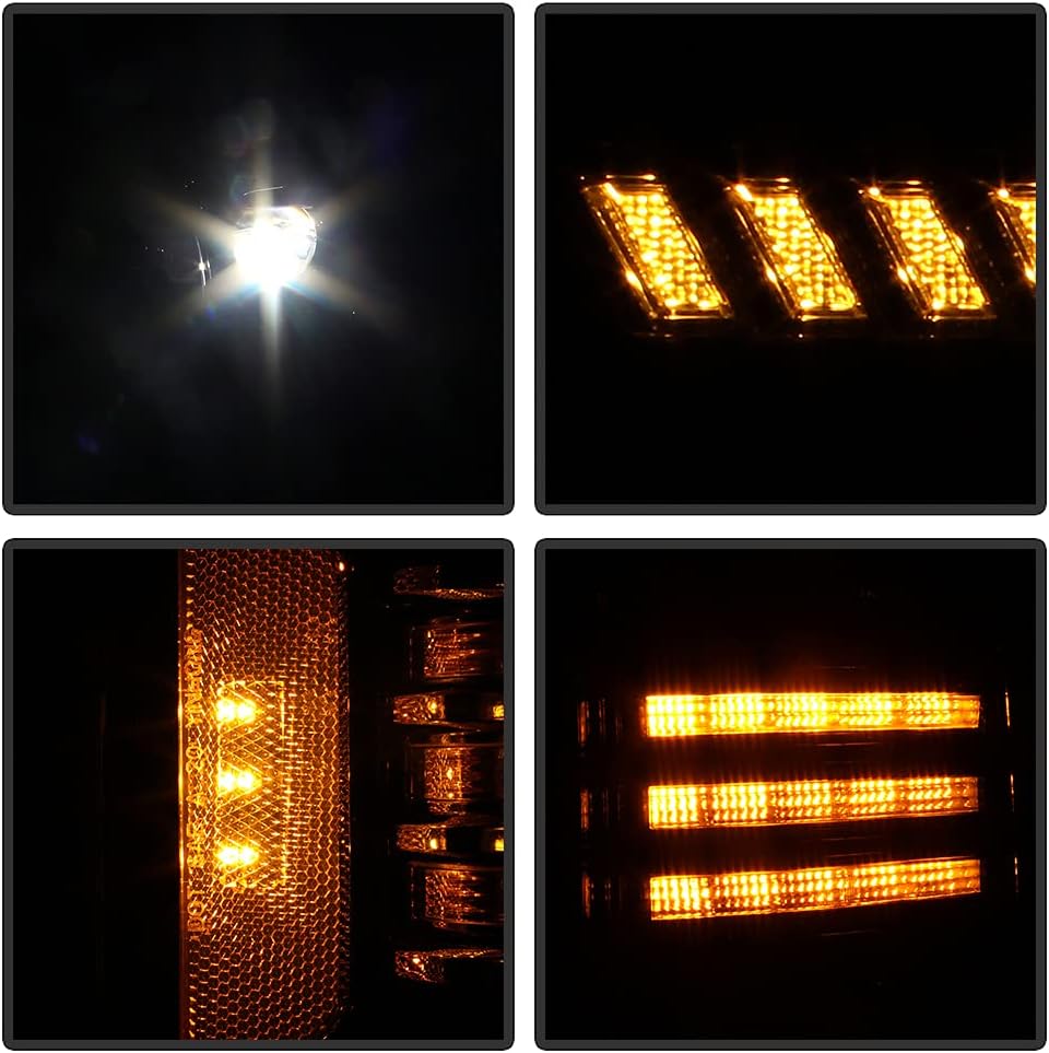 Black LED Tube Projector Headlights Set Left+Right X333118