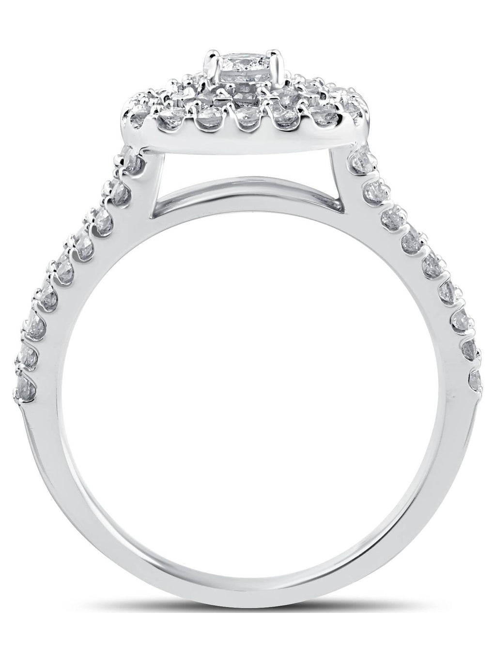 White Gold Cushion Halo Diamond Engagement Ring Set I81436