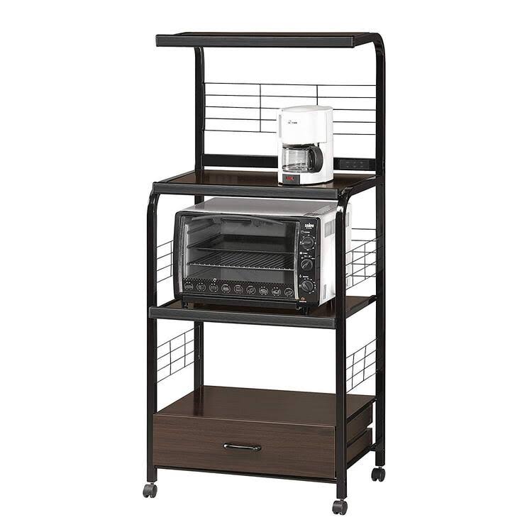 Black Kitchen Cart with Microwave Shelf A74044