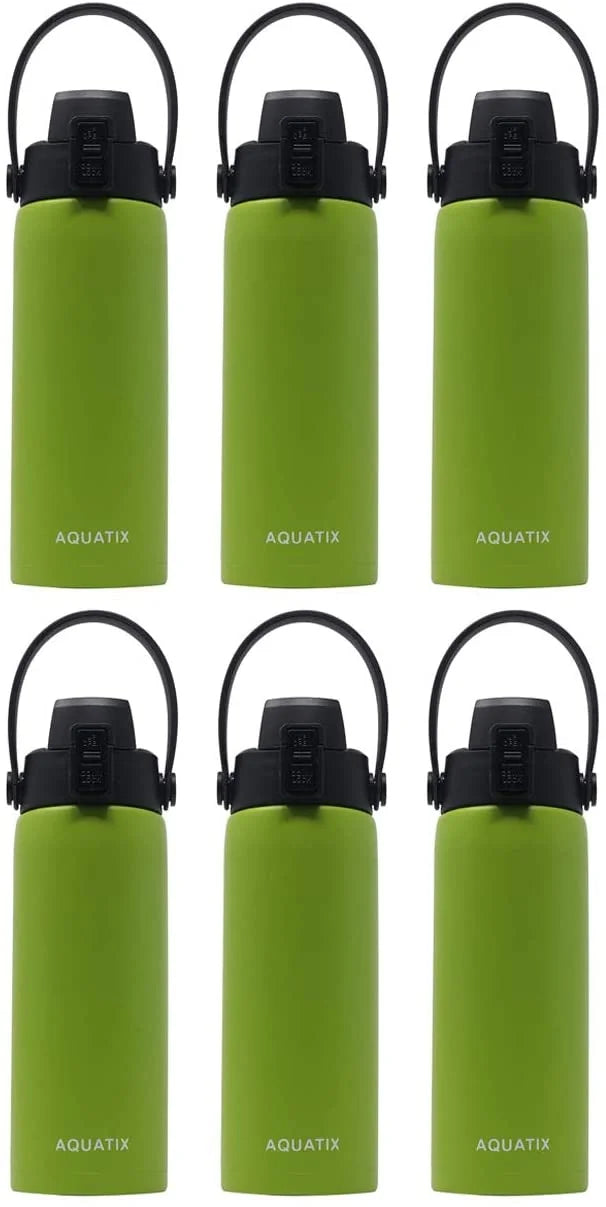 6-Pack Lime Green 21 Ounce Stainless Steel Double Wall Insulated Sports Water Bottle D70614