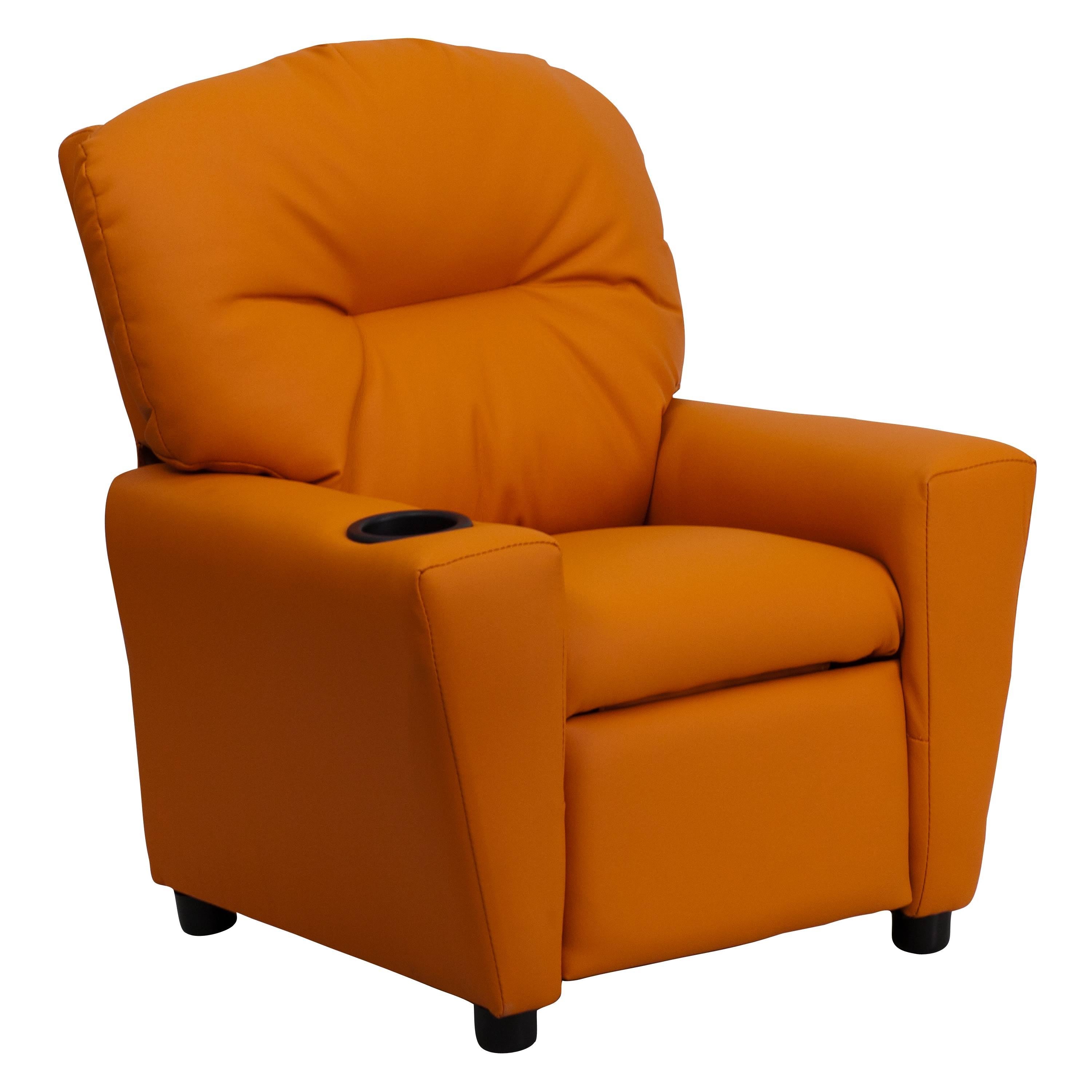 Orange Vinyl Kids Recliner with Cup Holder G408