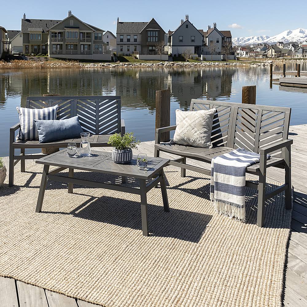 3-Piece Windsor Acacia Wood Patio Loveseat Chat Set C127687