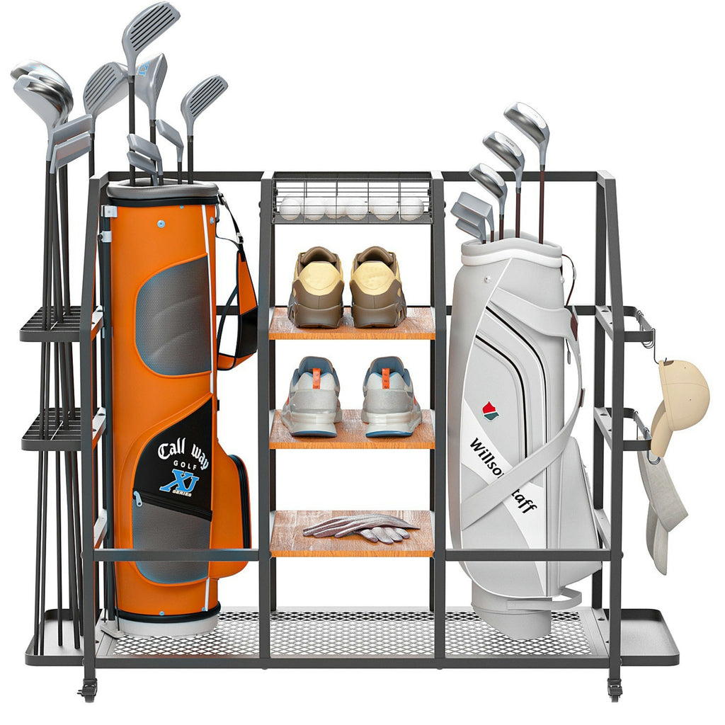 Extra Large Golf Bag Storage Rack with Locking Wheels G842