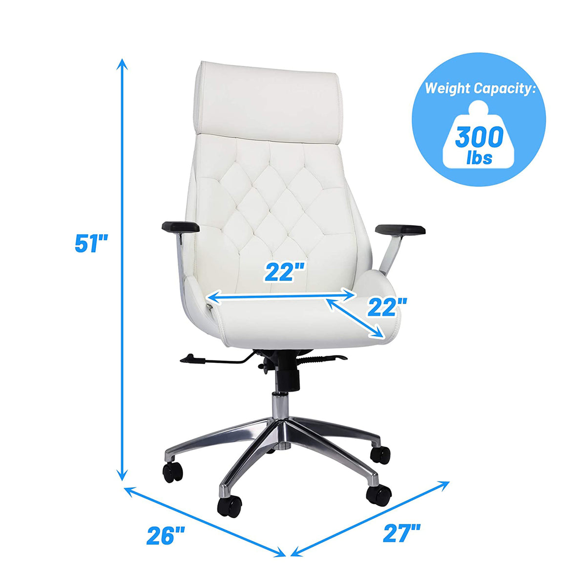 White Leather High Back Office Chair N7160