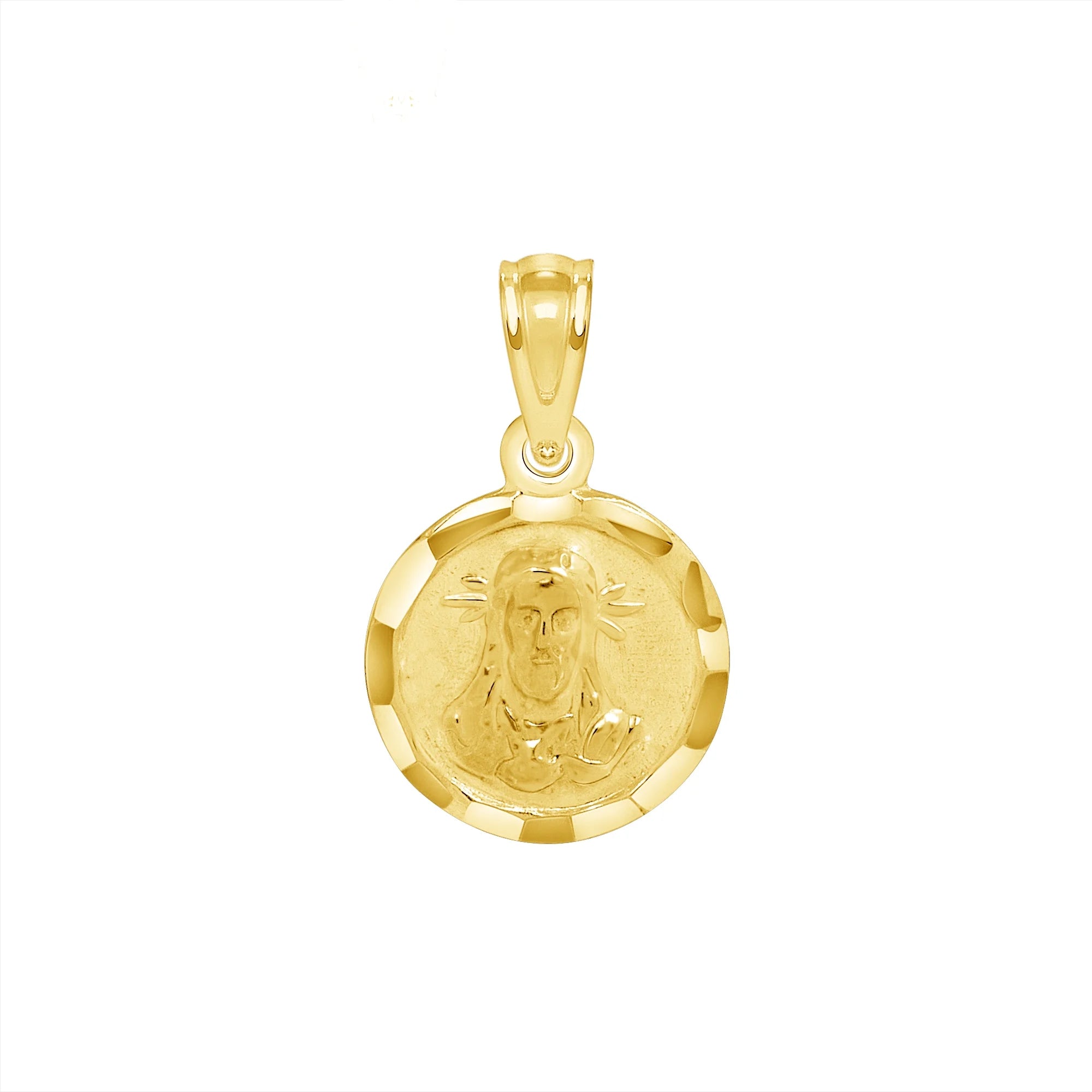 10KT Solid Gold Reversible Jesus and Guadalupe Charm A68209
