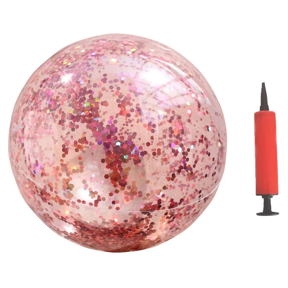 Rose Gold Glitter Beach Ball with Pump A791097