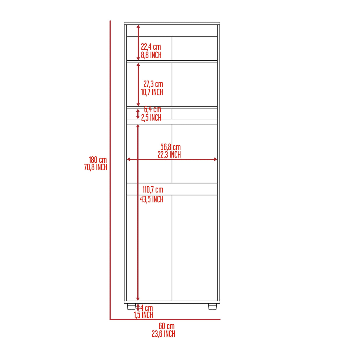 Black Two-Door Armoire with Two Internal Shelves and Rod F7533