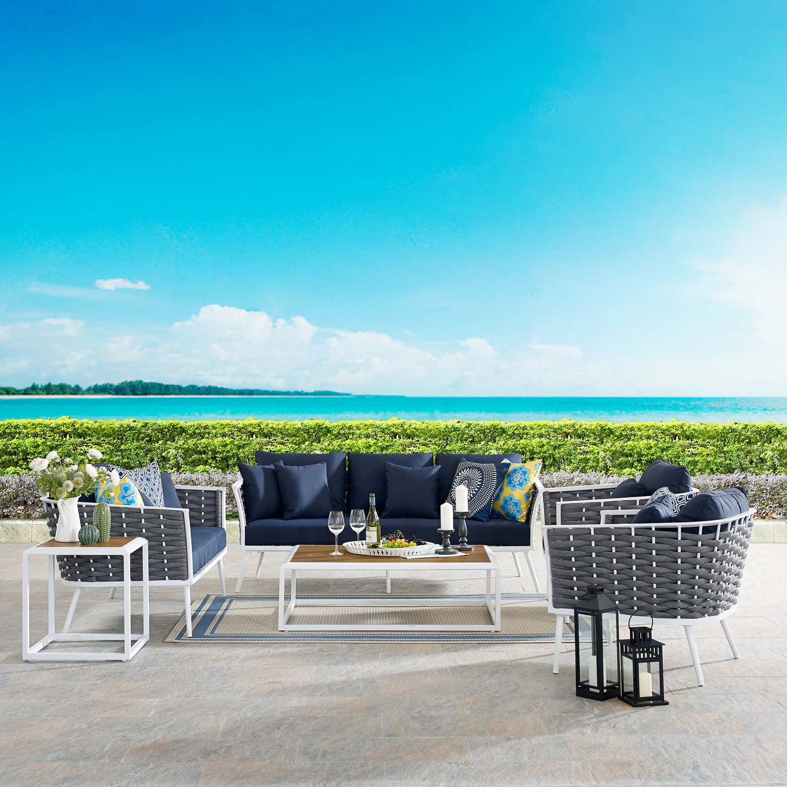7 Piece Outdoor Patio Aluminum Sectional Sofa Set B1790