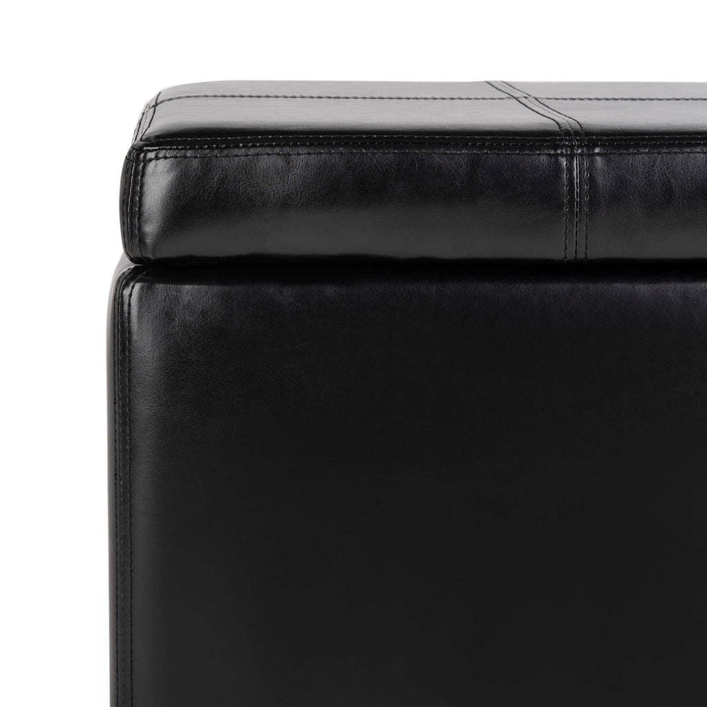 Black Leather Ottoman F699