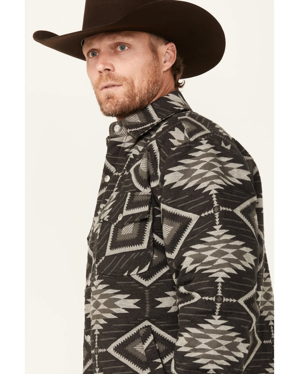 Black Lined Snap Shirt Jacket O531