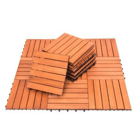 Eucalyptus 6-Slat Snapping Deck Tiles, Box of 10, Brown B630