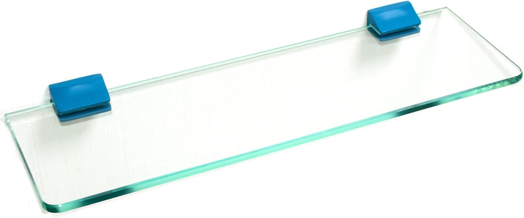 16 inches Glass Wall Shelf with Peacock Blue Brackets D823985