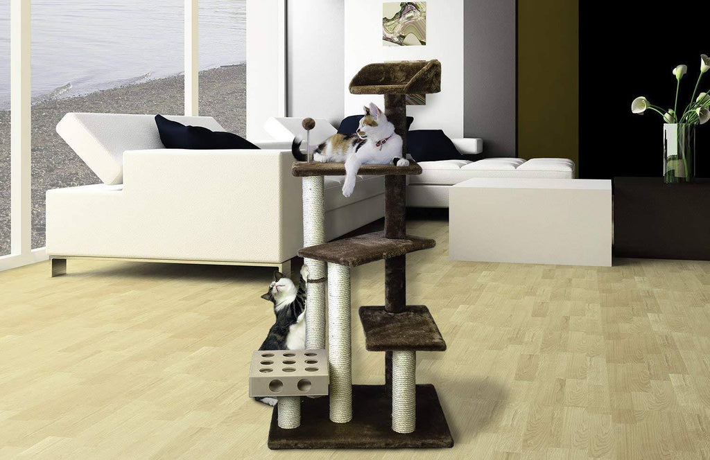 Brown Pet Cat Furniture Play Stairs with IQ Busy Box G731022