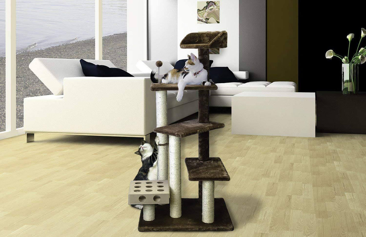 Brown Pet Cat Furniture Play Stairs with IQ Busy Box G731022