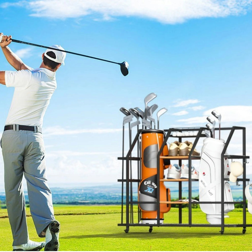 Extra Large Golf Bag Storage Rack with Locking Wheels G842