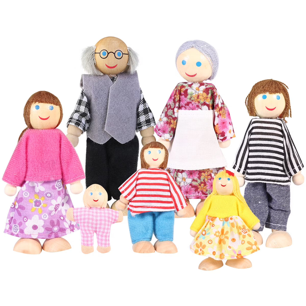 Wooden Dolls Playset Set of 7 People Q483249
