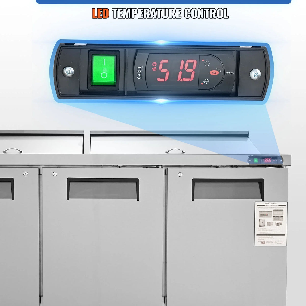Refrigerated 72" Wide Sandwich Salad Prep Table 3 Doors Holds 18 Pans E733980