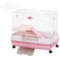 Pink Small Animal Habitat Cage with Wheels U830