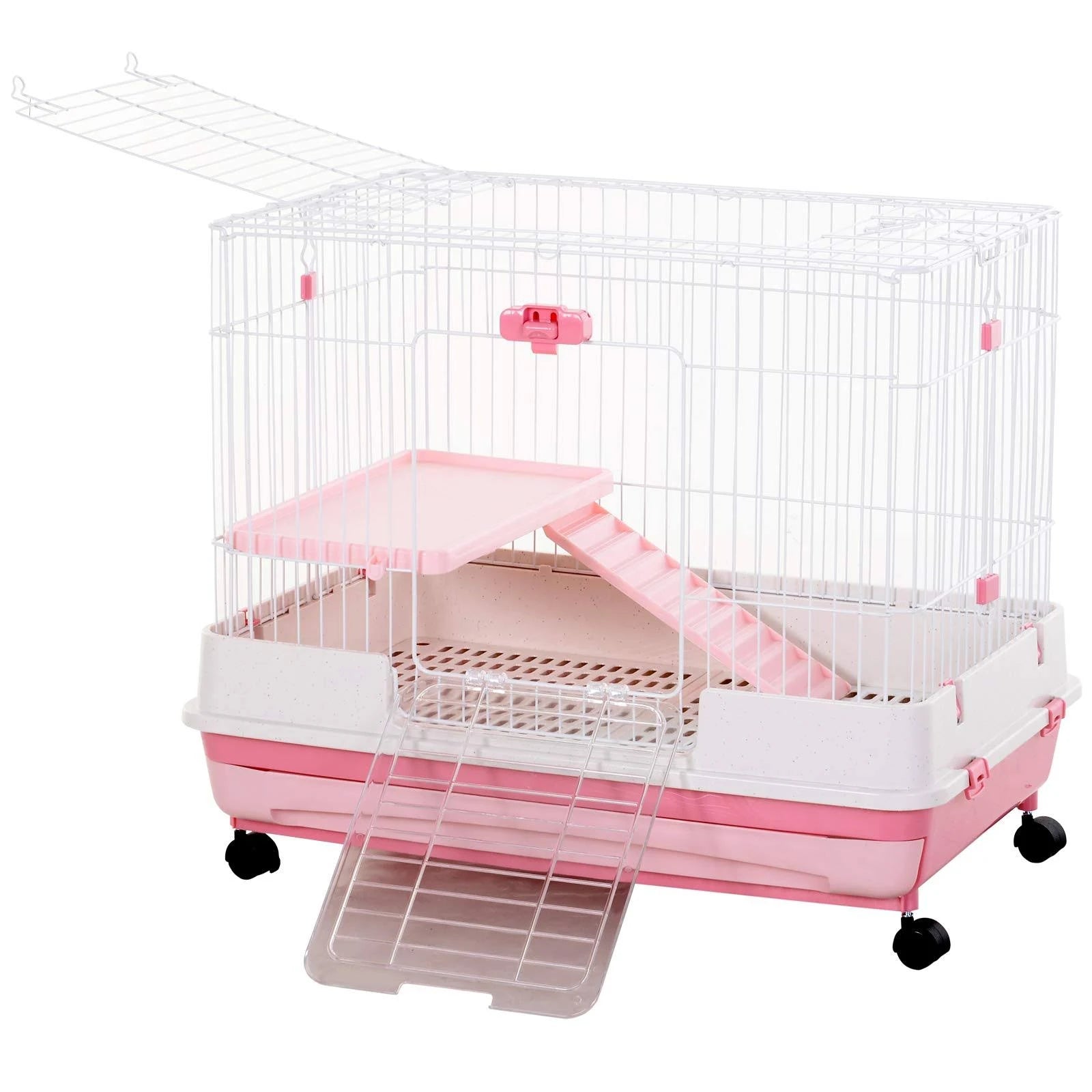 Pink Small Animal Habitat Cage with Wheels U830