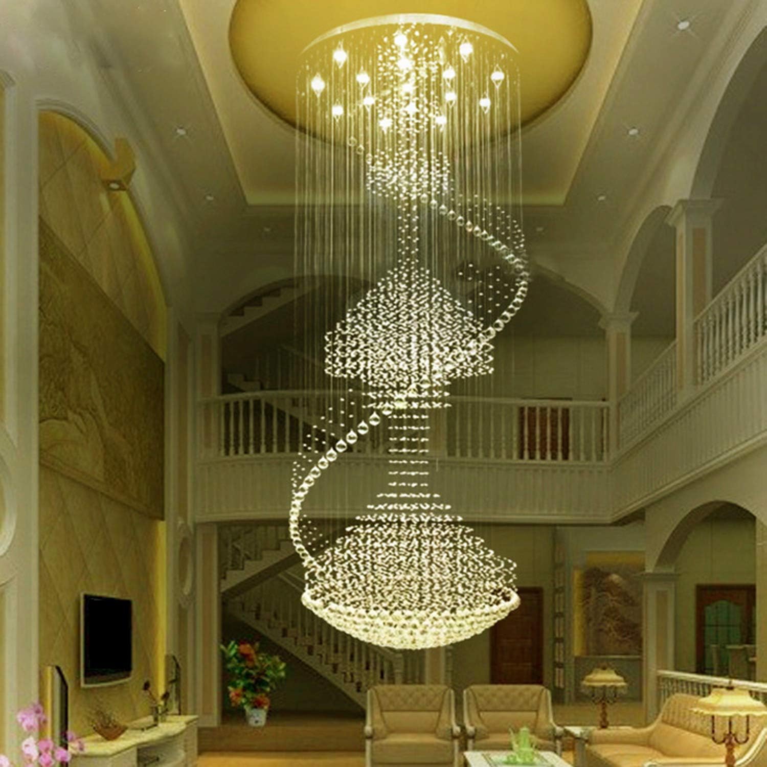 Spiral Crystal Chandelier Flush Mount Ceiling Light D 32 X H 86.6 L63895