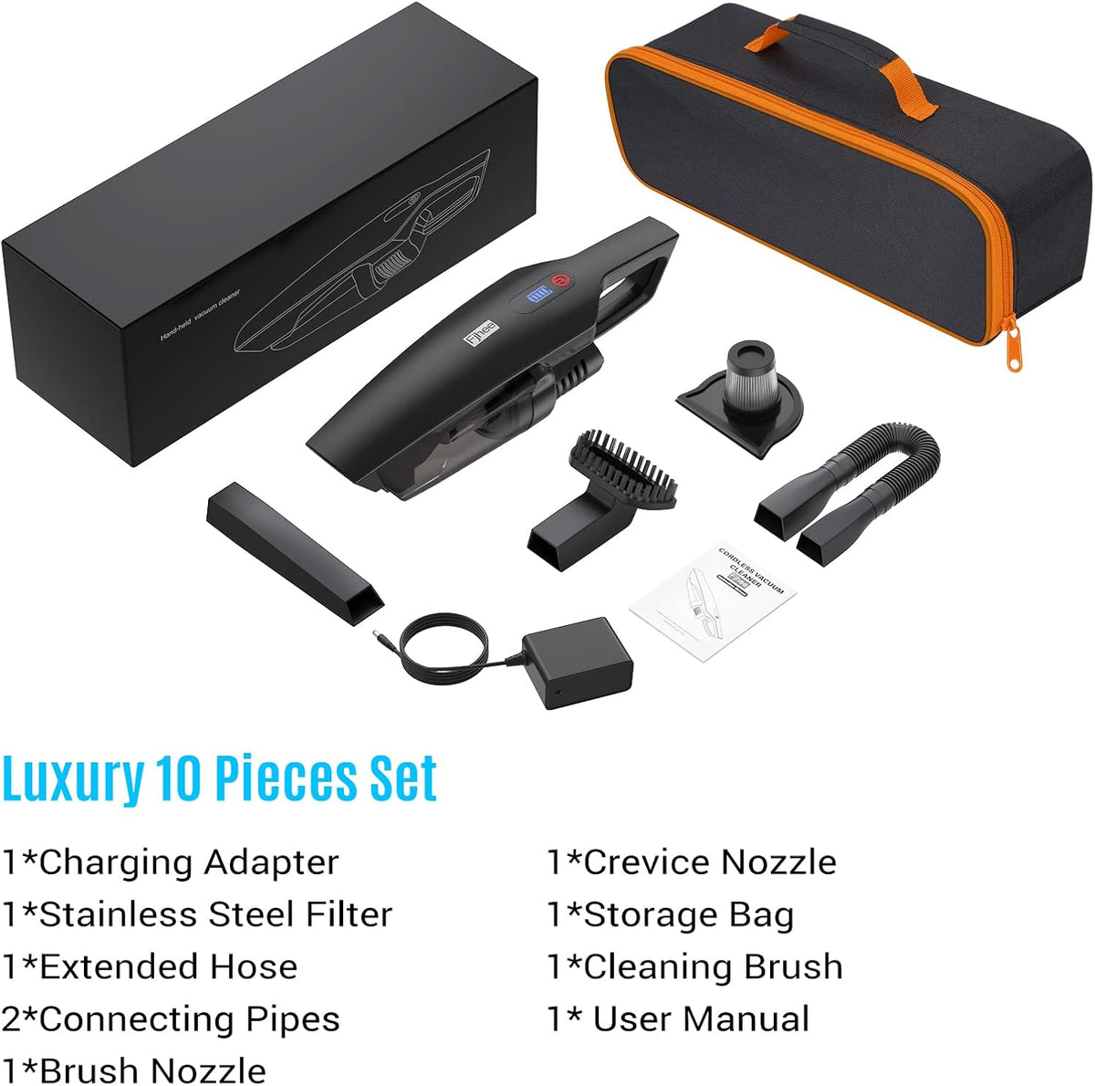 Handheld Cordless Vacuum Cleaner with 4 Attachments N352362