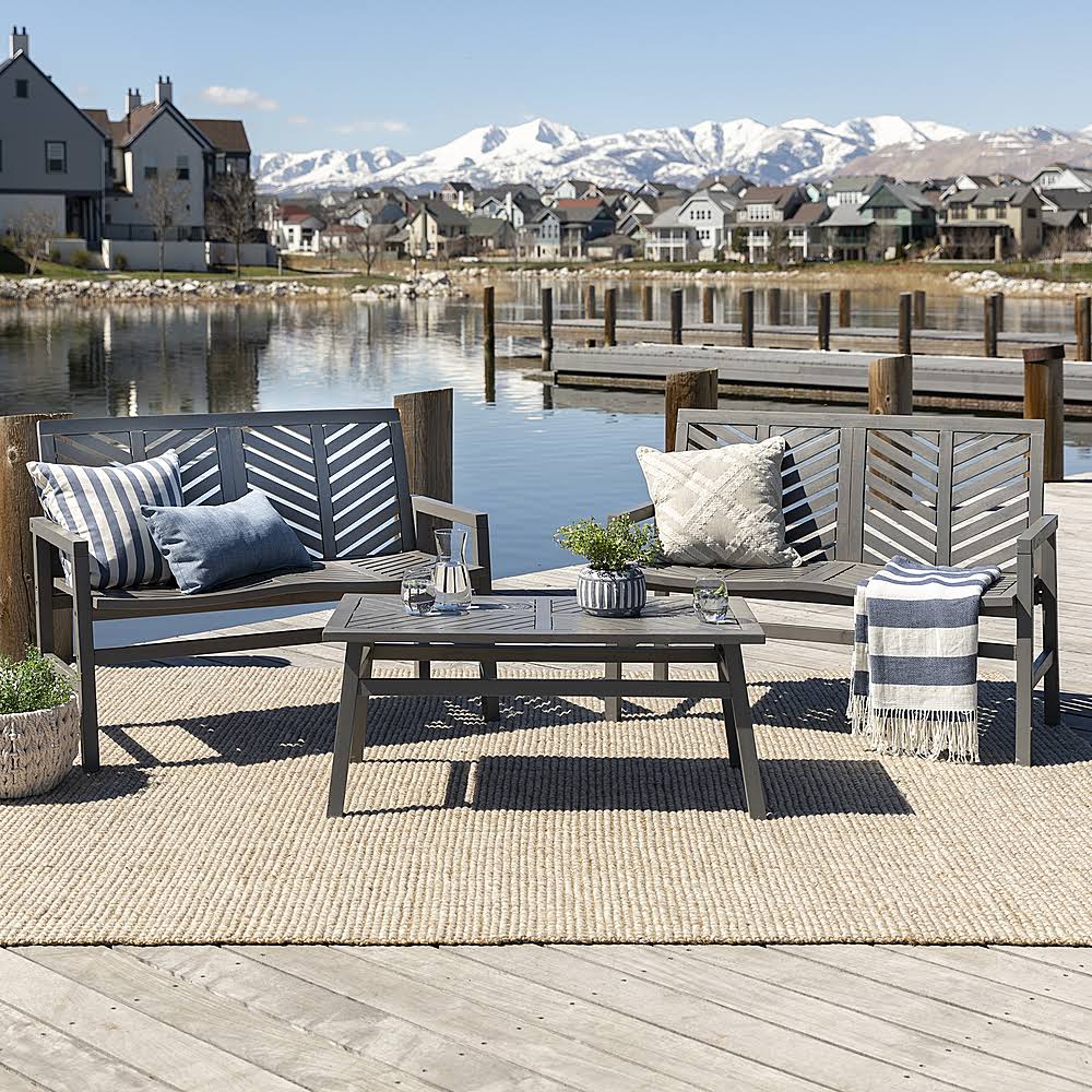 3-Piece Windsor Acacia Wood Patio Loveseat Chat Set C127687